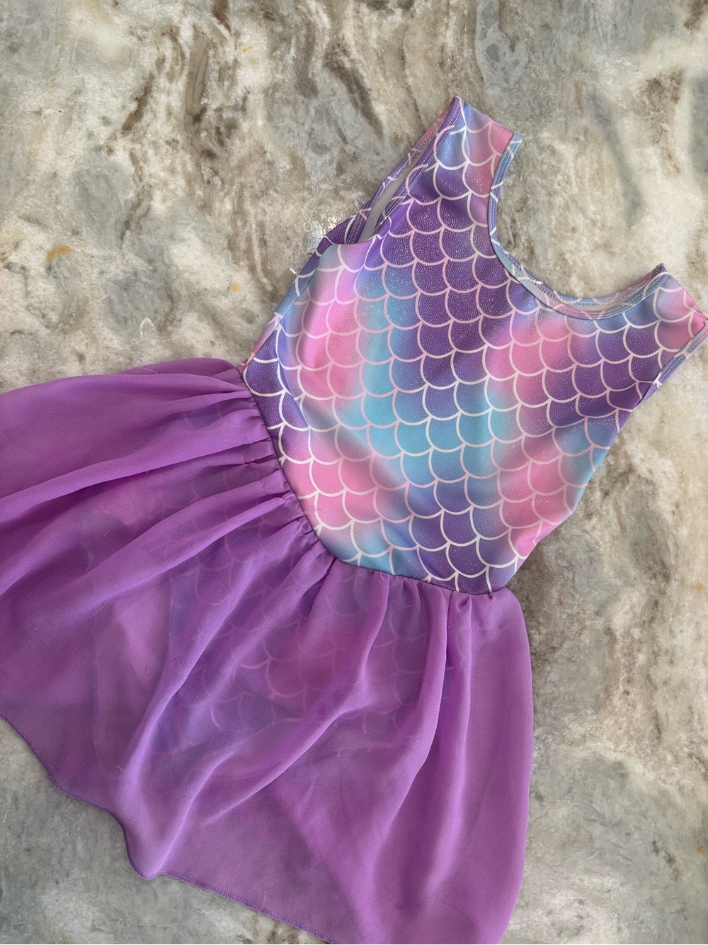 DANCE - leotard Girls Mermaid Print Purple Pink Blue Ballet Dress